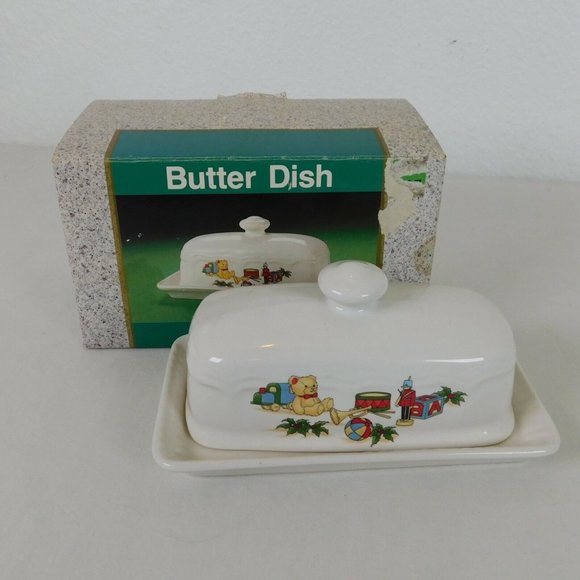 Wal-Mart Brand Other - Christmas Butter Dish Covered W/Underplate Ceramic Walmart Brand Toys Image Box